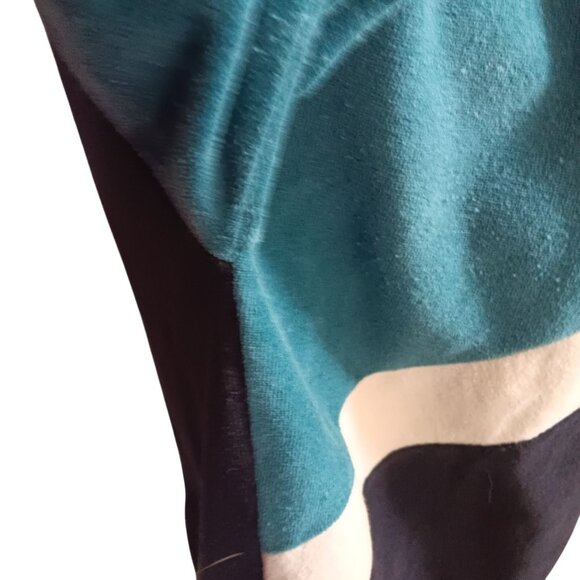 Men's XL Vintage Sweater Campus Velour Teal Striped Retro Crewneck Pullover USA - Picture 7 of 8